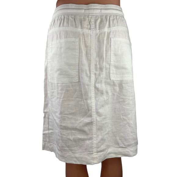 Mark’s & Spencer White Linen Blend Drawstring Waist Straight Pencil Skirt Sz 10 - Picture 3 of 6